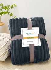 Plush Stripe Blanket Queen Size 220x240 Brown - Cotton Home
