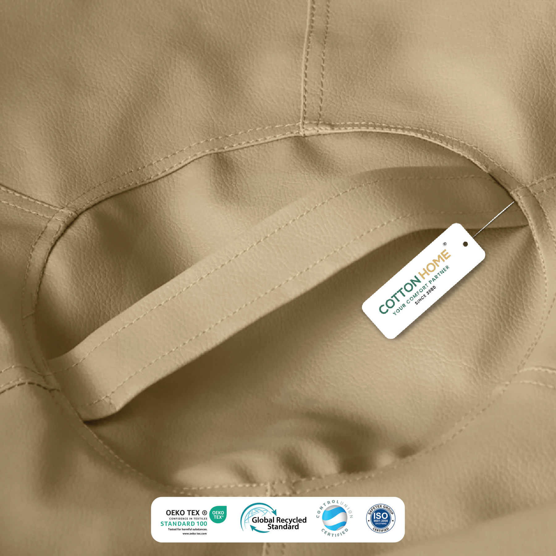 Kids Bean Bag Chair Premium PU Leather 50x80x80cm - Dark Beige