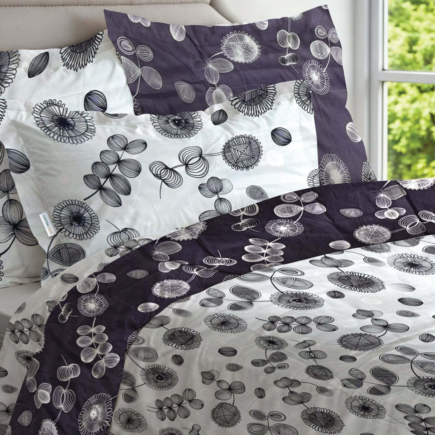 Wisteria Soft King Size Duvet Cover Set – 6 Pieces 220x240cm – Elegant Floral Bedding with Fitted Sheet & Pillowcases