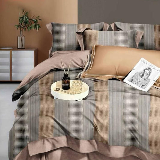 6 Pieces Duvet Cover Set –  220x240cm – Elegant goldenBedding
