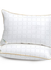 Royal Angler Premium Luxury Egyptian Cotton Pillow 50x90cm with Gold Piping - Grid