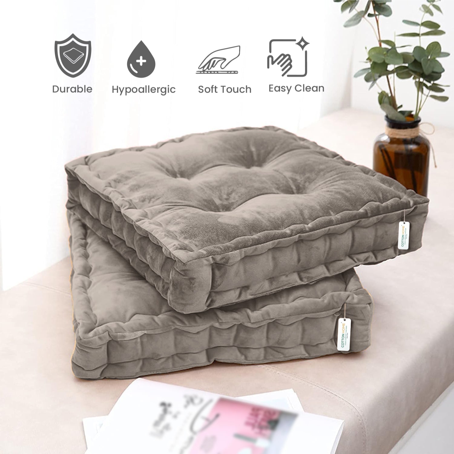 Serenity Velvet Multipurpose Seat Cushion 40x40cm Square Shape Seating - Cotton Home