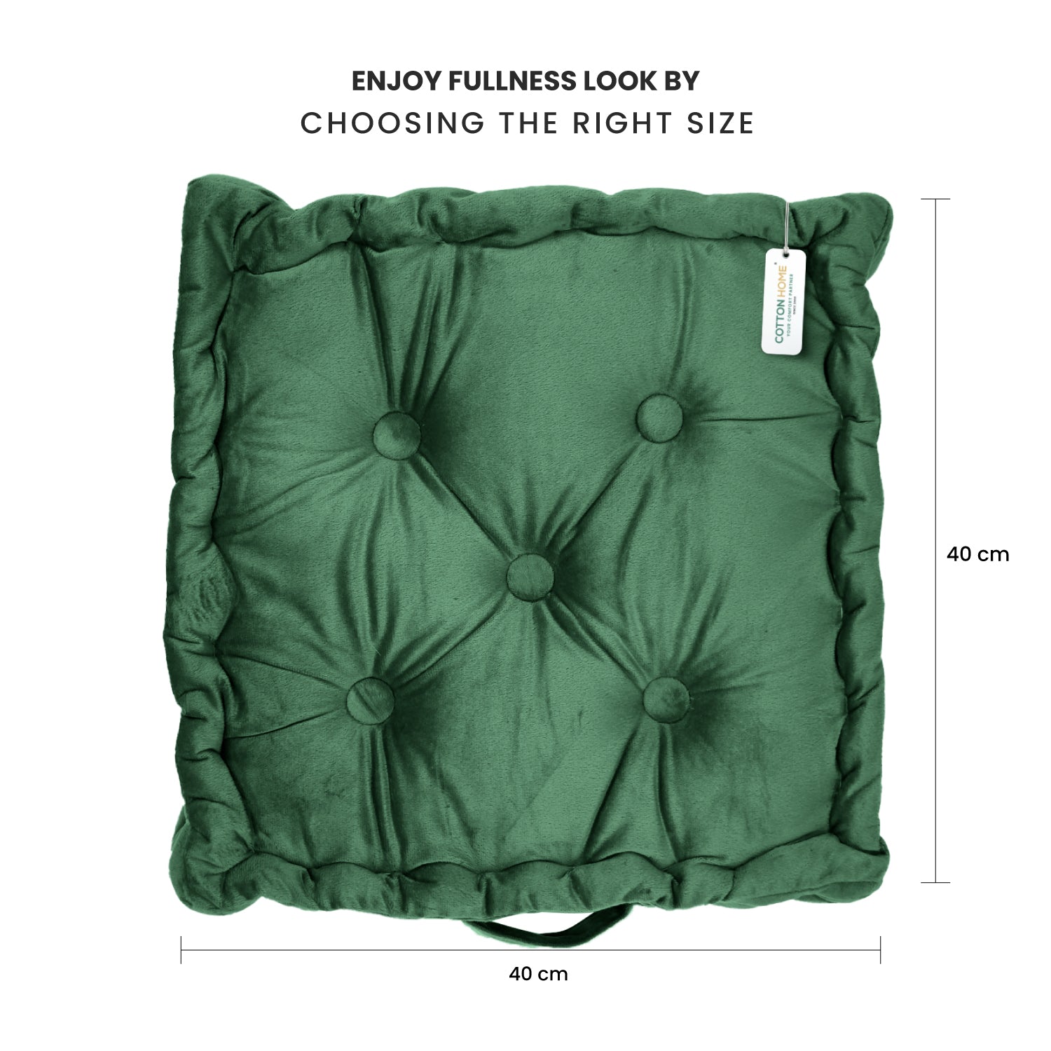 Serenity Velvet Multipurpose Seat Cushion 40x40cm  Pack of 2  Square Shape Seating - Cotton Home