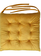Velvet Slip Free Tufted  Chair Cushion Dark Mustard 40x40cm - Pack of 2 - Cotton Home