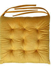 Velvet Slip Free Tufted  Chair Cushion Dark Mustard 40x40cm - Pack of 4 - Cotton Home