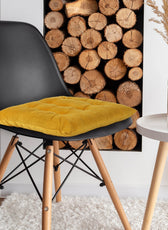 Velvet Slip Free Tufted  Chair Cushion Dark Mustard 40x40cm - Pack of 4 - Cotton Home