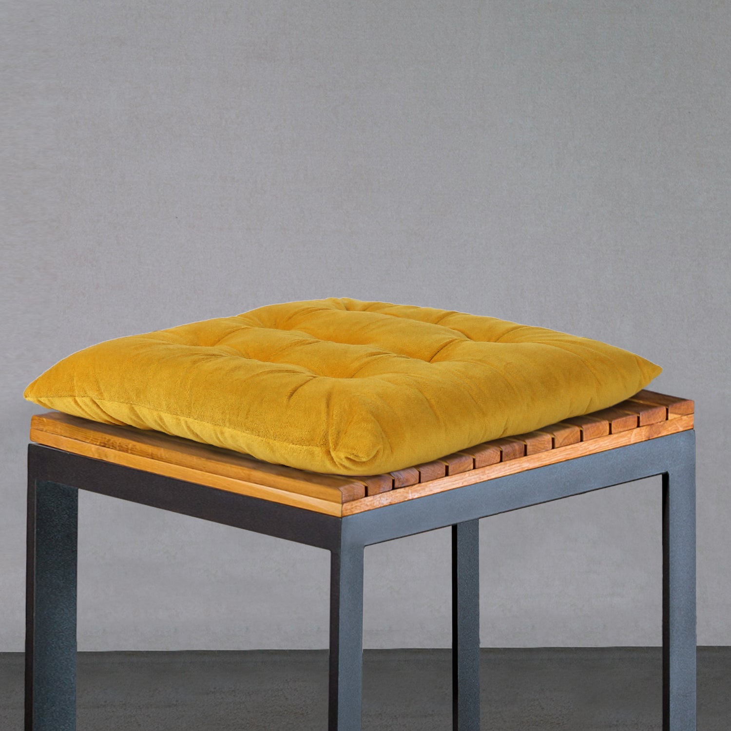 Velvet Slip Free Tufted  Chair Cushion Dark Mustard 40x40cm - Pack of 4 - Cotton Home