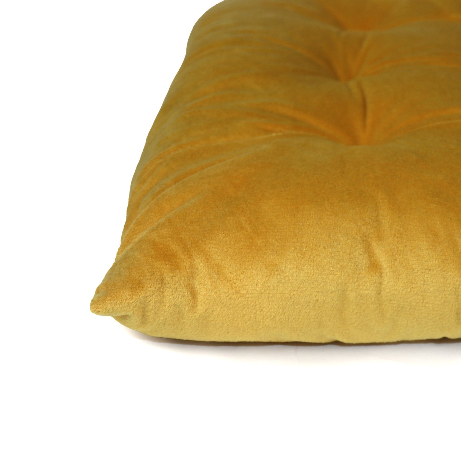 Velvet Slip Free Tufted  Chair Cushion Dark Mustard 40x40cm - Pack of 2 - Cotton Home