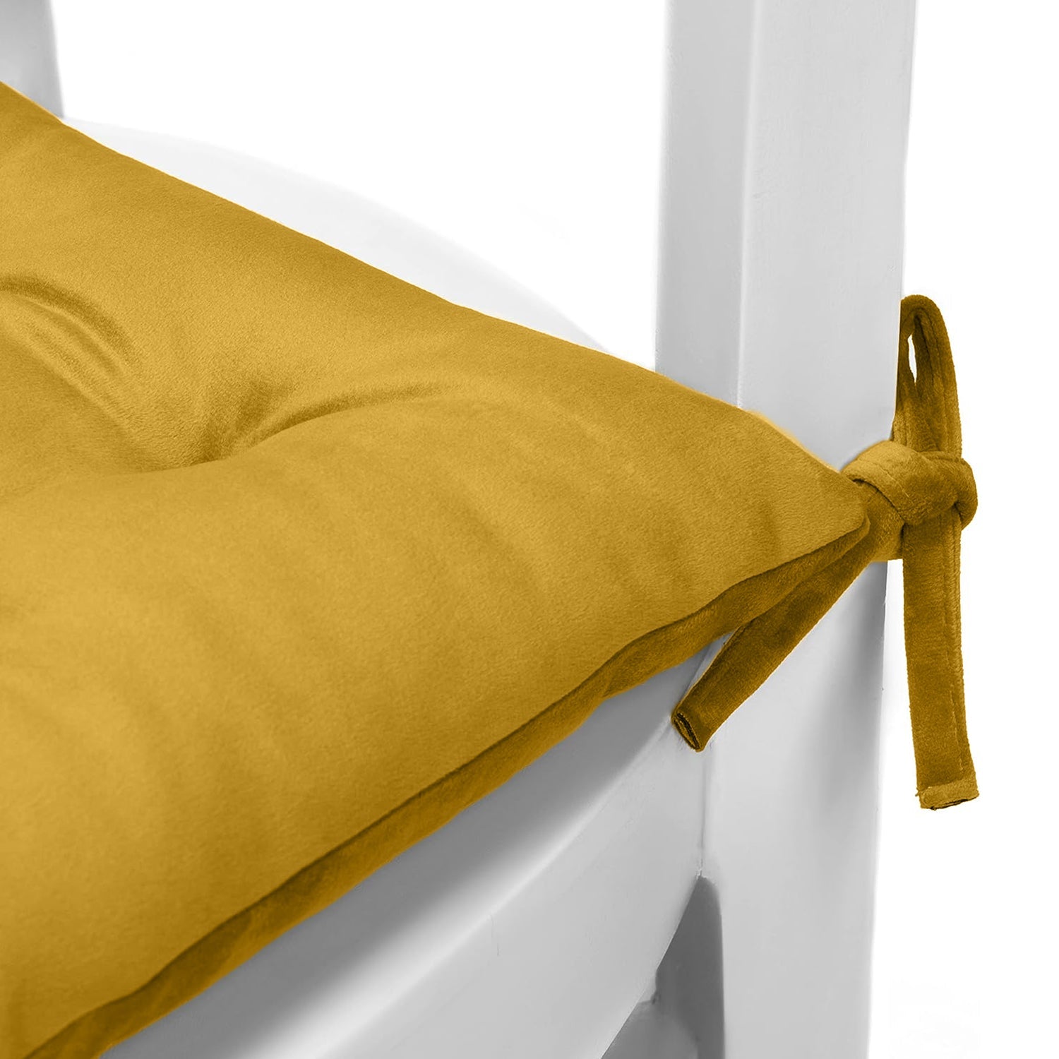 Velvet Slip Free Tufted  Chair Cushion Dark Mustard 40x40cm - Pack of 2 - Cotton Home