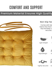 Velvet Slip Free Tufted  Chair Cushion Dark Mustard 40x40cm - Pack of 2 - Cotton Home
