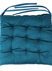 Velvet Slip Free Tufted  Chair Cushion Dark Teal 40x40cm - Pack of 4 - Cotton Home