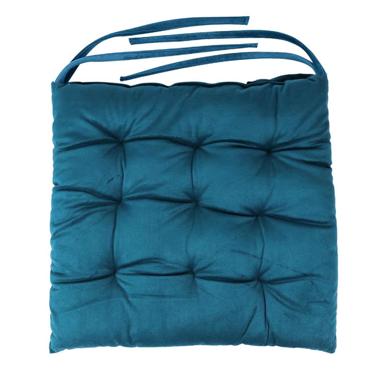 Velvet Slip Free Tufted  Chair Cushion Dark Teal 40x40cm - Pack of 2 - Cotton Home