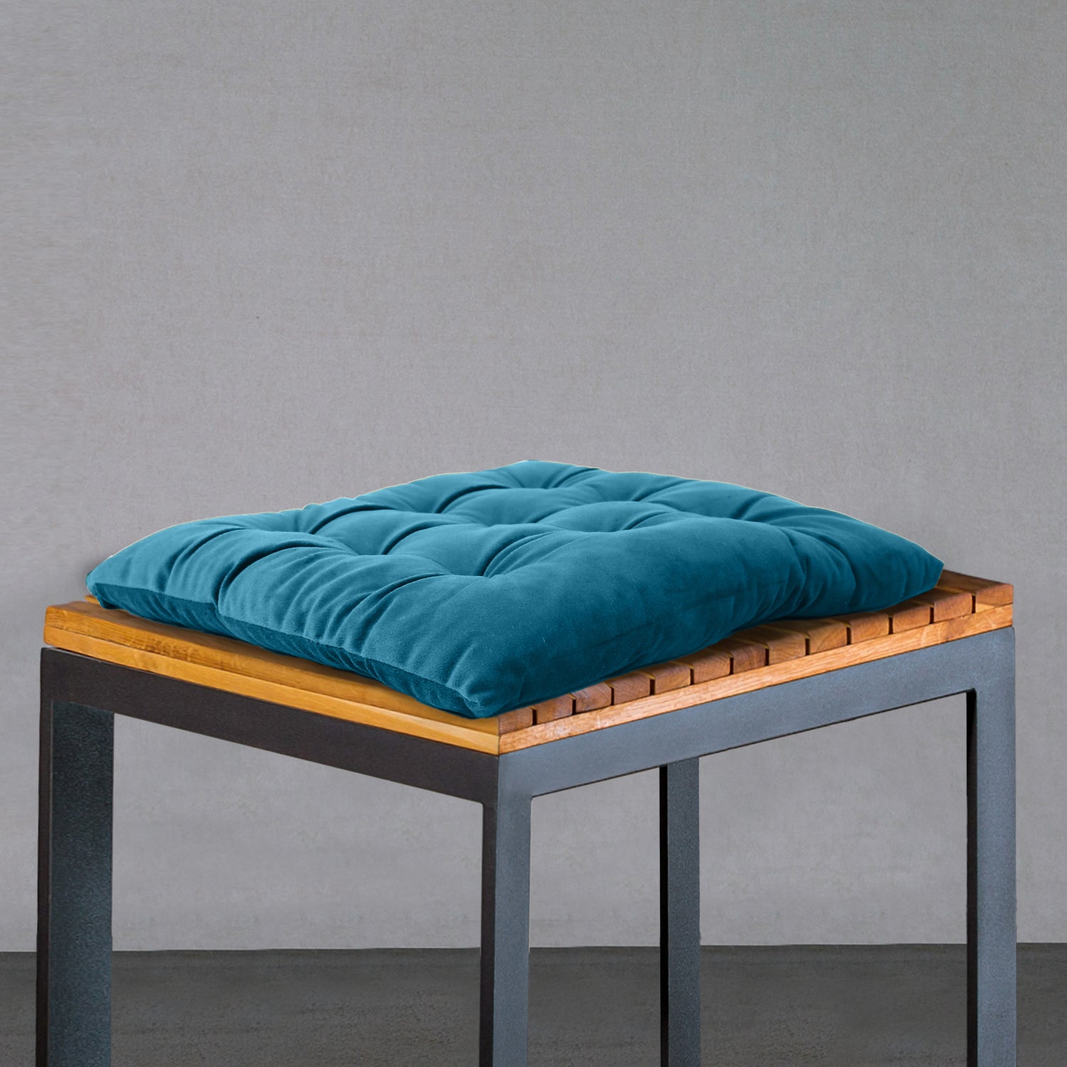 Velvet Slip Free Tufted  Chair Cushion Dark Teal 40x40cm - Cotton Home