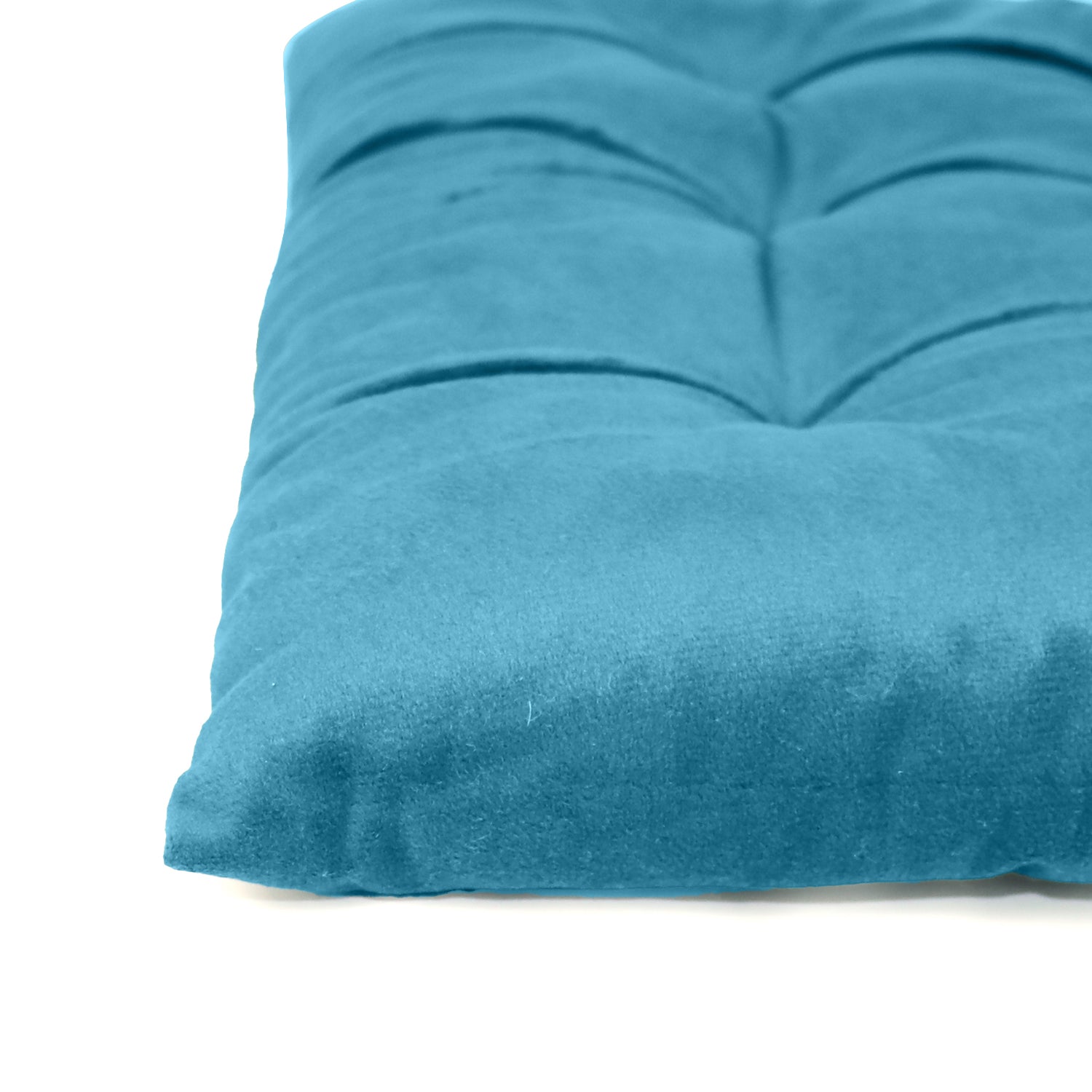 Velvet Slip Free Tufted  Chair Cushion Dark Teal 40x40cm - Pack of 2 - Cotton Home