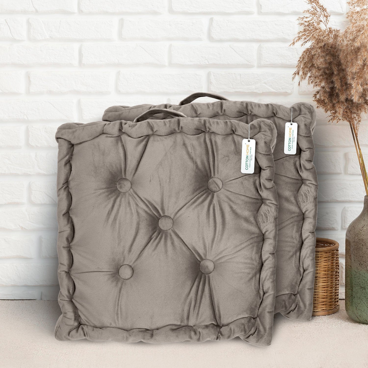 Serenity Velvet Multipurpose Seat Cushion 40x40cm  Pack of 2  Square Shape Seating - Cotton Home