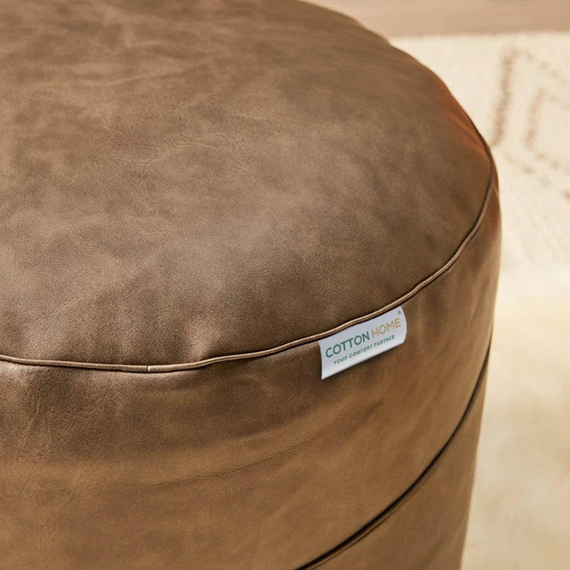 Luxury Pure Faux Leather Ottoman 45x35 cm - Cotton Home