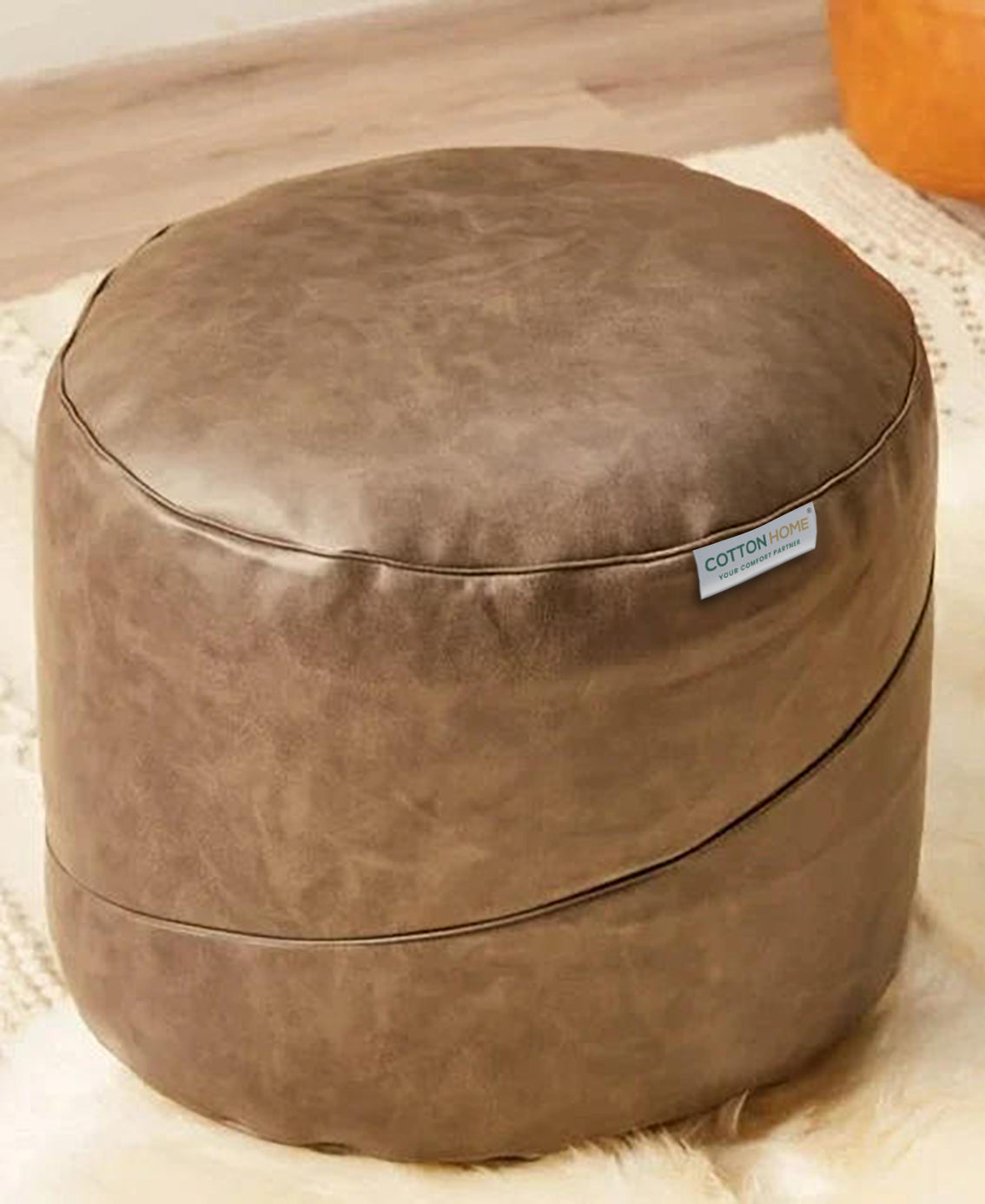 Luxury Pure Faux Leather Ottoman 45x35 cm - Cotton Home