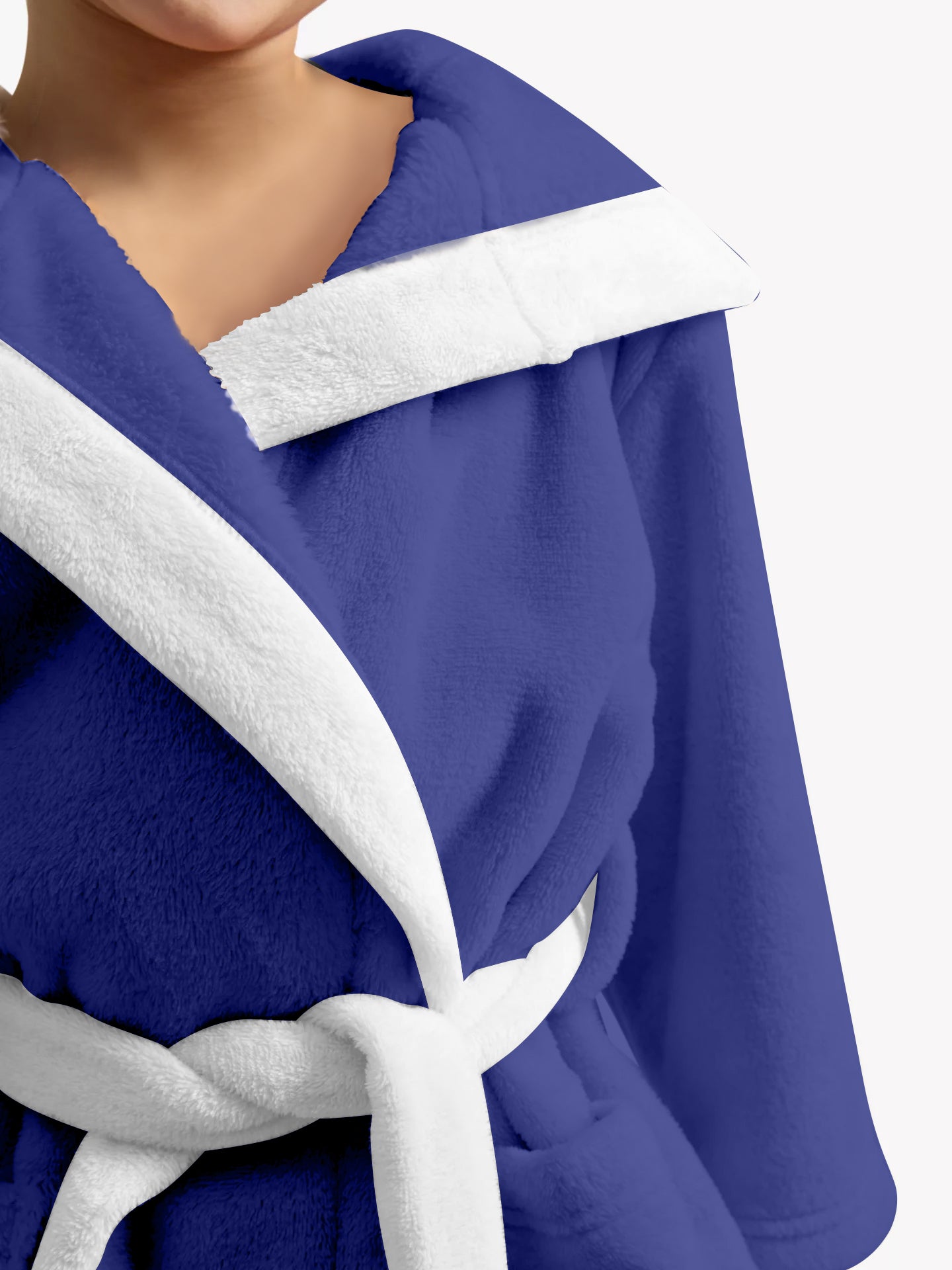 Premium Unisex Blue Bathrobe for Kids Ages 4-14 years with Hood and Tie Up Belt High quality Absorbent - Cotton Home