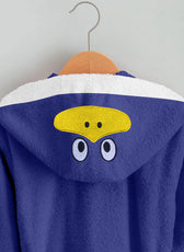 Premium Unisex Blue Bathrobe for Kids Ages 4-14 years with Hood and Tie Up Belt High quality Absorbent - Cotton Home