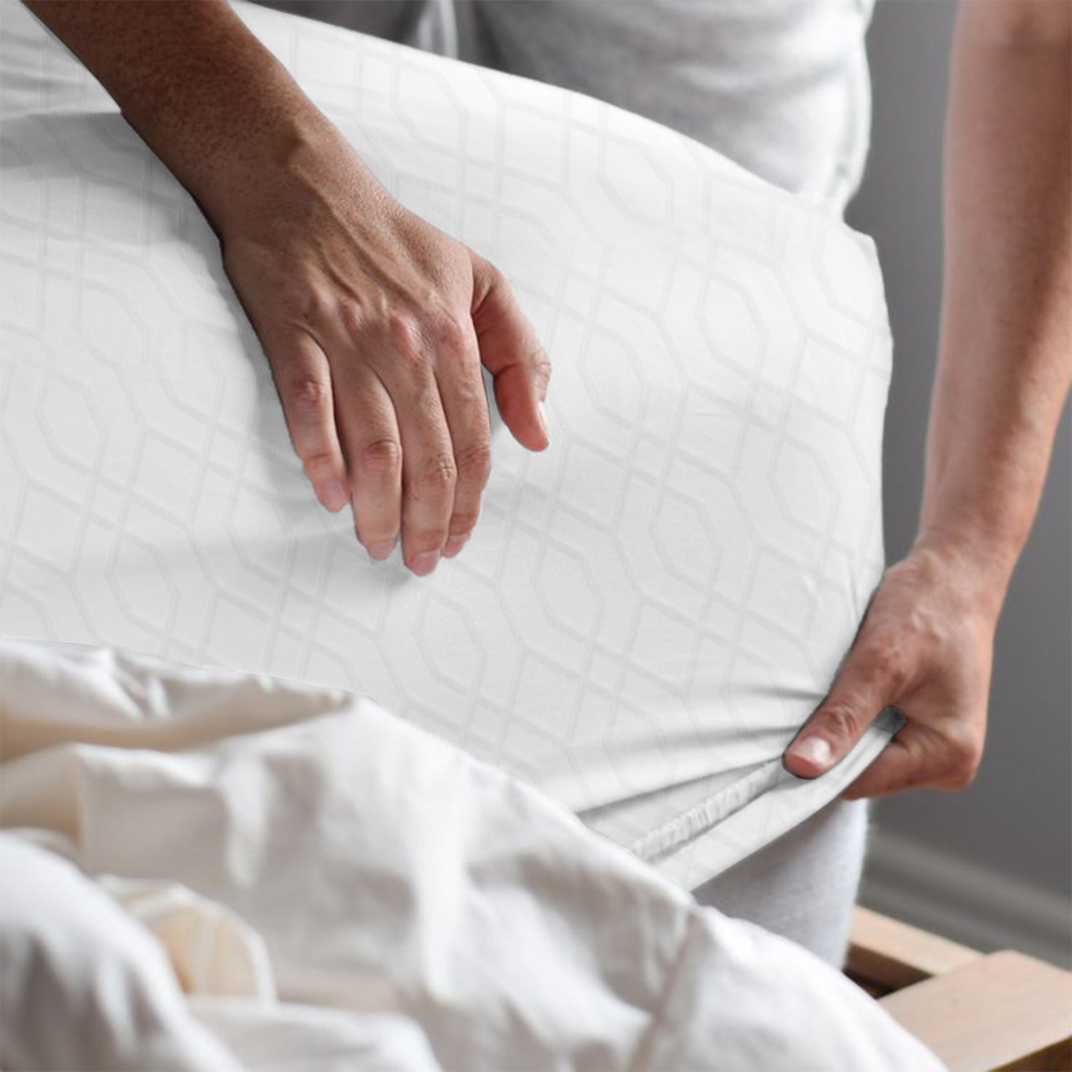 Egyptian Cotton Dobby 3PC Fitted Sheet 180X200+30CM Loom