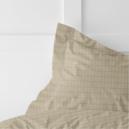 Egyptian Cotton Dobby 3PC Fitted Sheet 160X200+30CM Tiled Beige