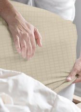 Egyptian Cotton Dobby 3PC Fitted Sheet 200X200+30CM Tiled Beige