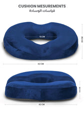 Ergonomic Memory Foam Donut Pillow for Tailbone & Hemorrhoid Pain Relief – 35x42cm, Blue