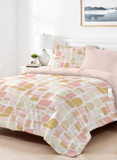 4PC Kids Duvet Cover Set – 160x220 Warm Blocks Design 100% Premium Cotton