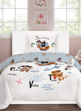 3PC Kids Duvet Cover Set – 135x220 Cozy Captain Design 100% Premium Cotton