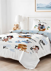 3PC Kids Duvet Cover Set – 135x220 Cozy Captain Design 100% Premium Cotton
