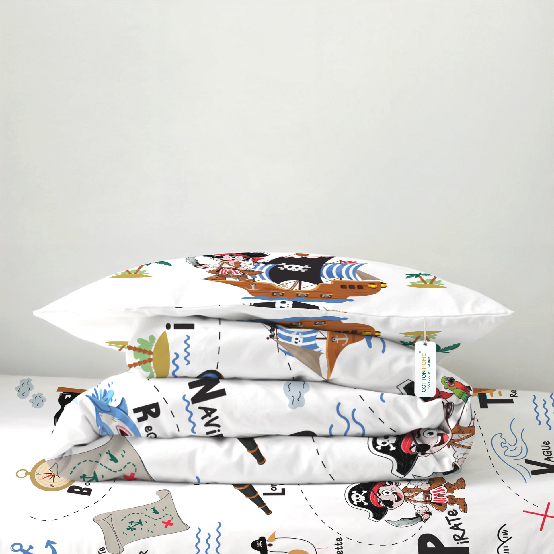 3PC Kids Duvet Cover Set – 135x220 Cozy Captain Design 100% Premium Cotton