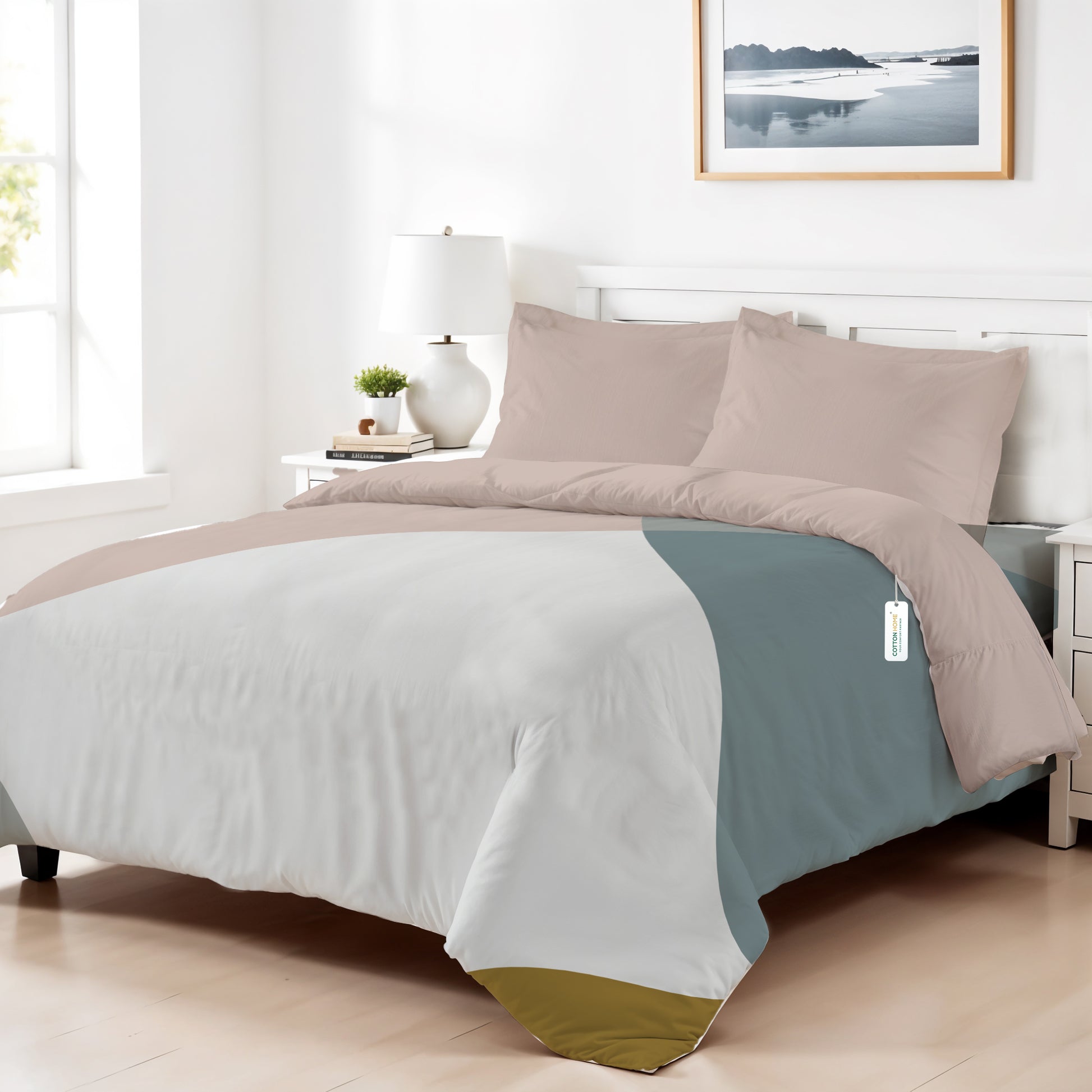 4PC Kids Duvet Cover Set – 160x220 Urban Grid Design 100% Premium Cotton