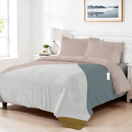 4PC Kids Duvet Cover Set – 160x220 Urban Grid Design 100% Premium Cotton