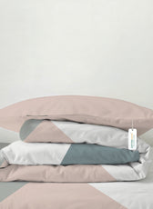 4PC Kids Duvet Cover Set – 160x220 Urban Grid Design 100% Premium Cotton