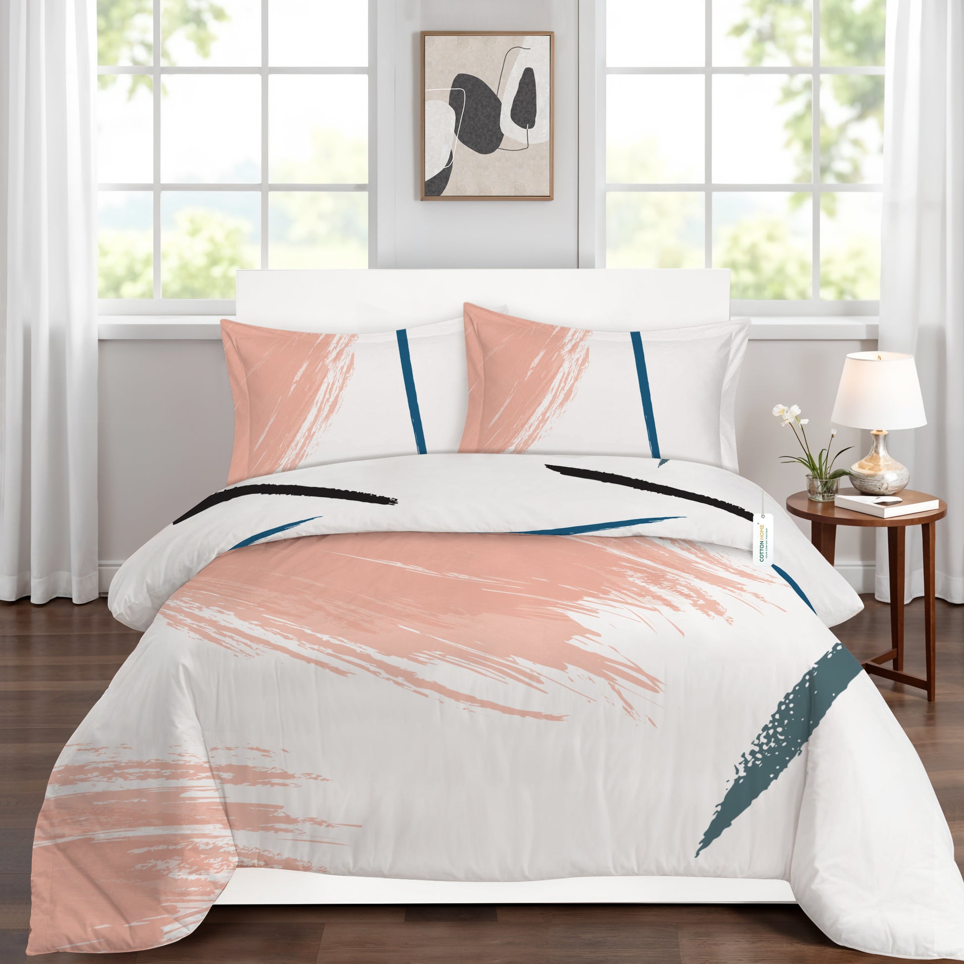 4PC Kids Duvet Cover Set – 160x220 Pastel Strokes Design 100% Premium Cotton