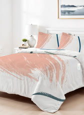 4PC Kids Duvet Cover Set – 160x220 Pastel Strokes Design 100% Premium Cotton