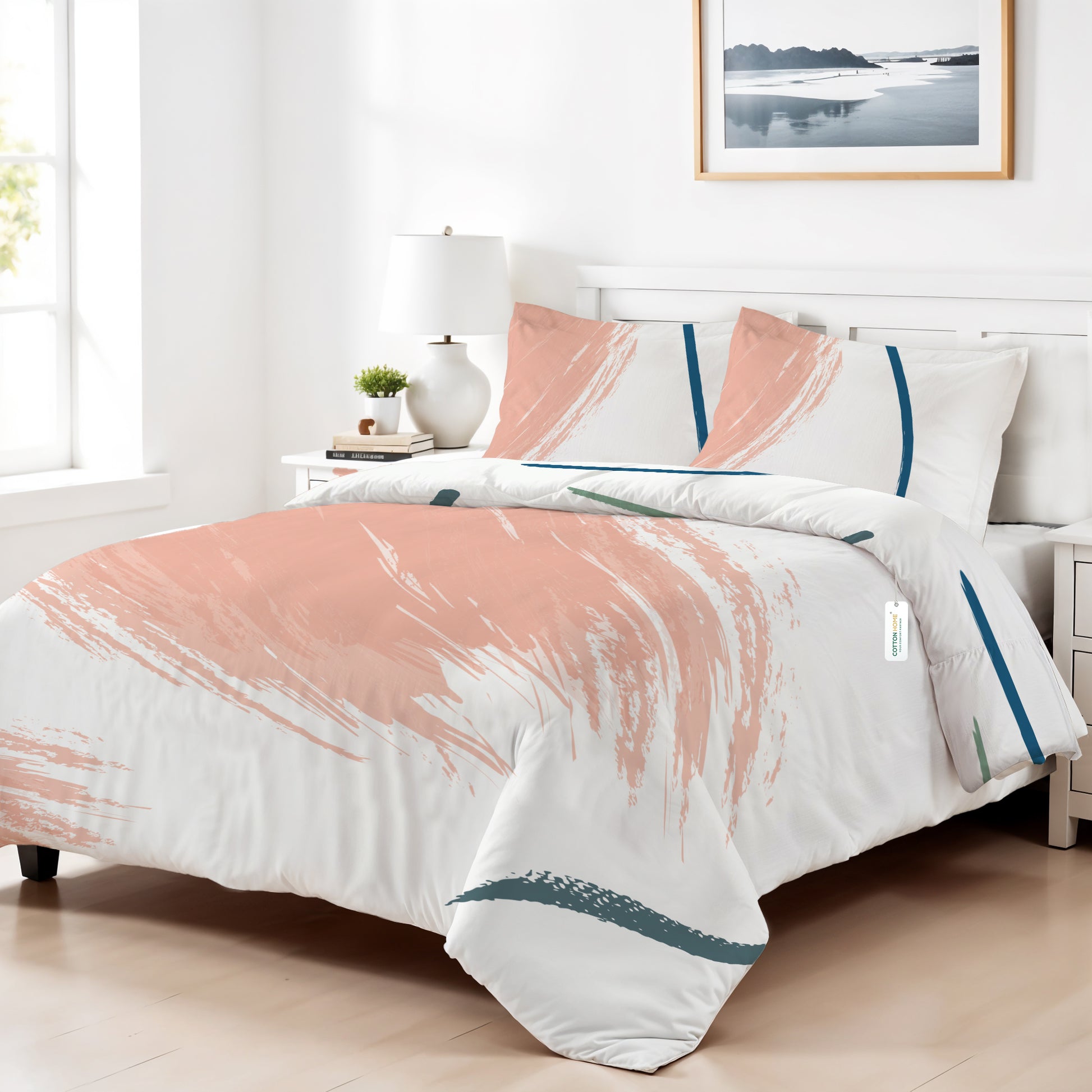 4PC Kids Duvet Cover Set – 160x220 Pastel Strokes Design 100% Premium Cotton