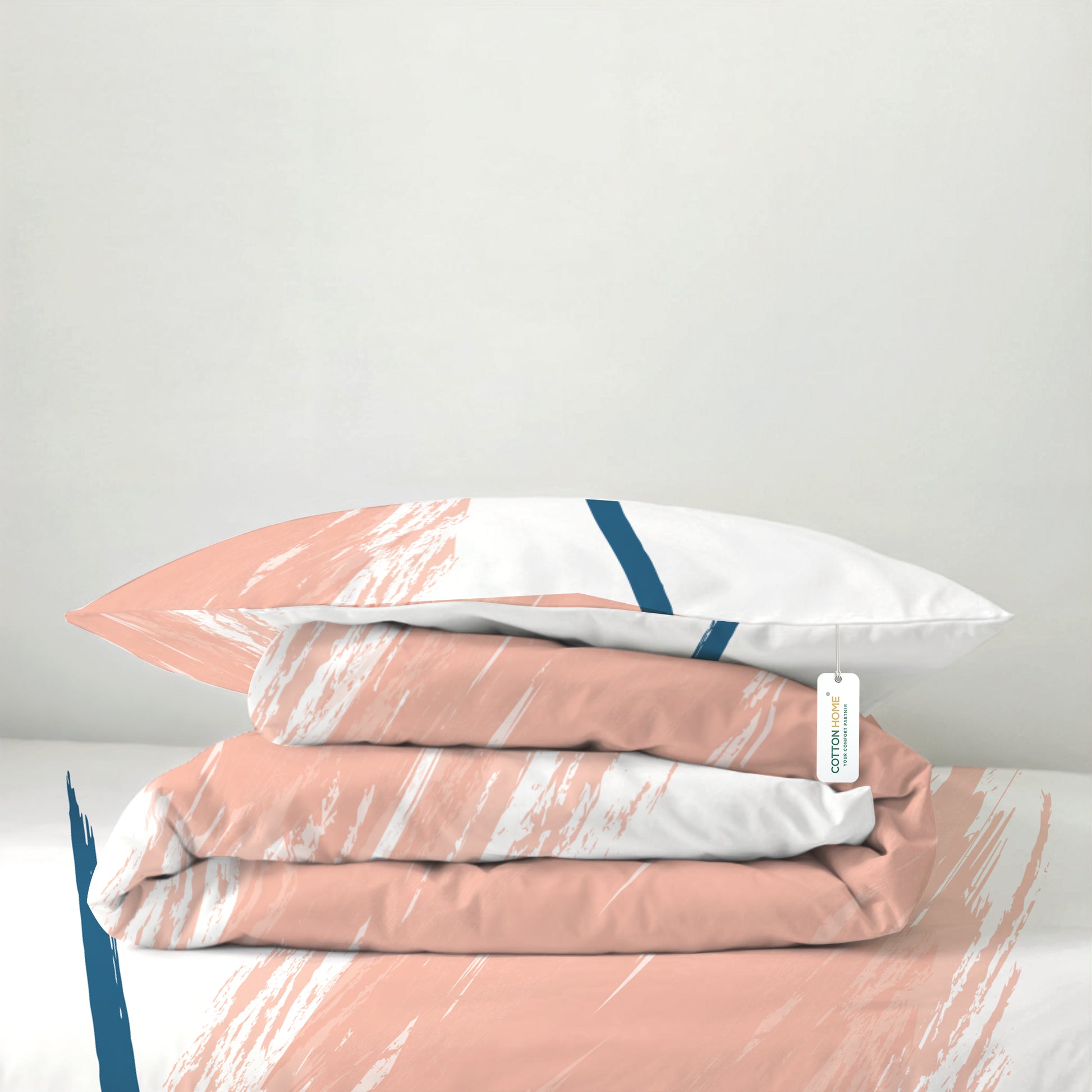 4PC Kids Duvet Cover Set – 160x220 Pastel Strokes Design 100% Premium Cotton