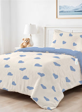 3PC Kids Duvet Cover Set – 135x220 Sky Hearts Design 100% Premium Cotton