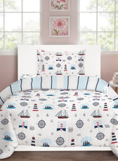 3PC Kids Duvet Cover Set – 135x220 Little Sailors Design 100% Premium Cotton
