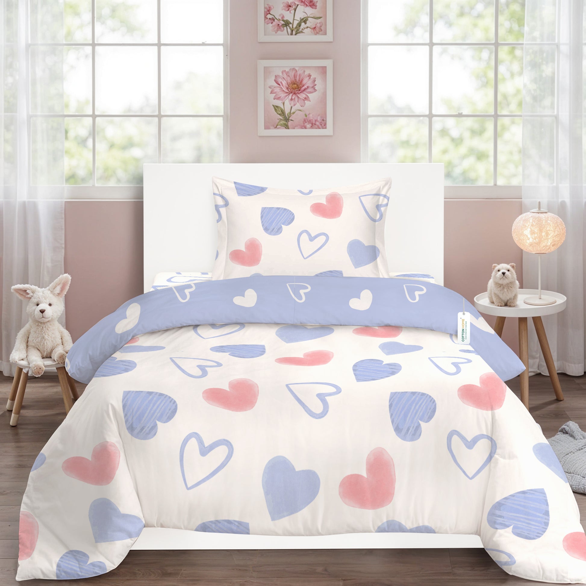 3PC Kids Duvet Cover Set – 135x220 Heartscape Design 100% Premium Cotton
