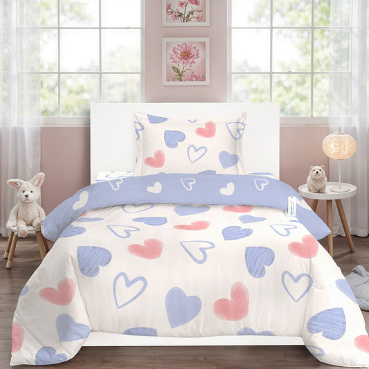 Back to School Essentials Premium Cotton Kids Bedding & Bathrobe Set Heart