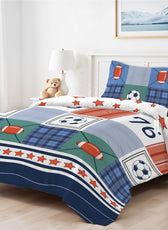 3PC Kids Duvet Cover Set – 135x220 Champions Design 100% Premium Cotton