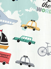 3PC Kids Duvet Cover Set – 135x220 Tiny Travelers Design 100% Premium Cotton