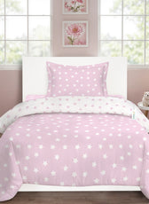 3PC Kids Duvet Cover Set – 135x220 Pastel Starlight Design 100% Premium Cotton