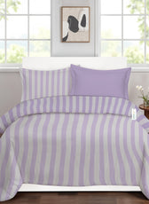 4PC Kids Duvet Cover Set – 160x220 Lavender Stripe Design 100% Premium Cotton