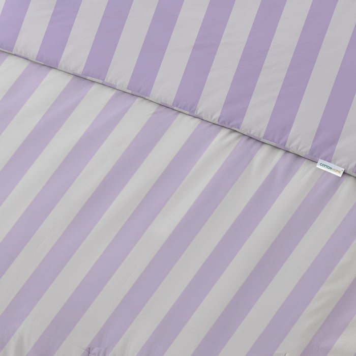 4PC Kids Duvet Cover Set – 160x220 Lavender Stripe Design 100% Premium Cotton