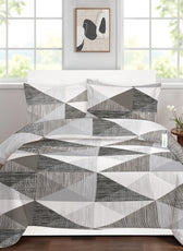 4PC Kids Duvet Cover Set – 160x220 Graphite Angles Design 100% Premium Cotton