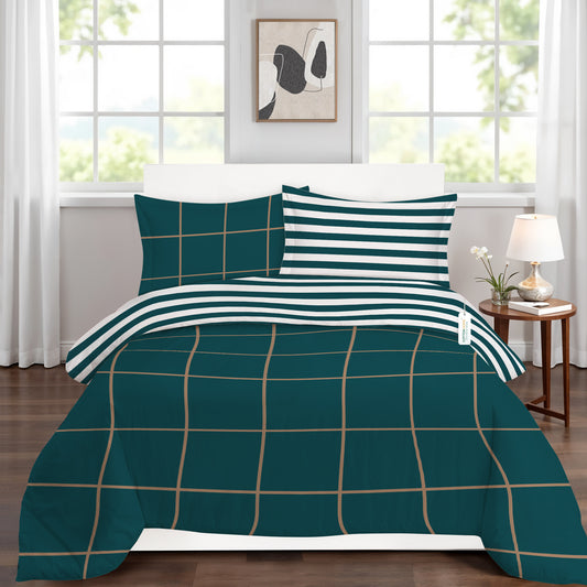 4PC Kids Duvet Cover Set – 160x220 Royal Emerald Design 100% Premium Cotton