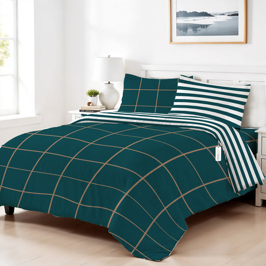 4PC Kids Duvet Cover Set – 160x220 Royal Emerald Design 100% Premium Cotton